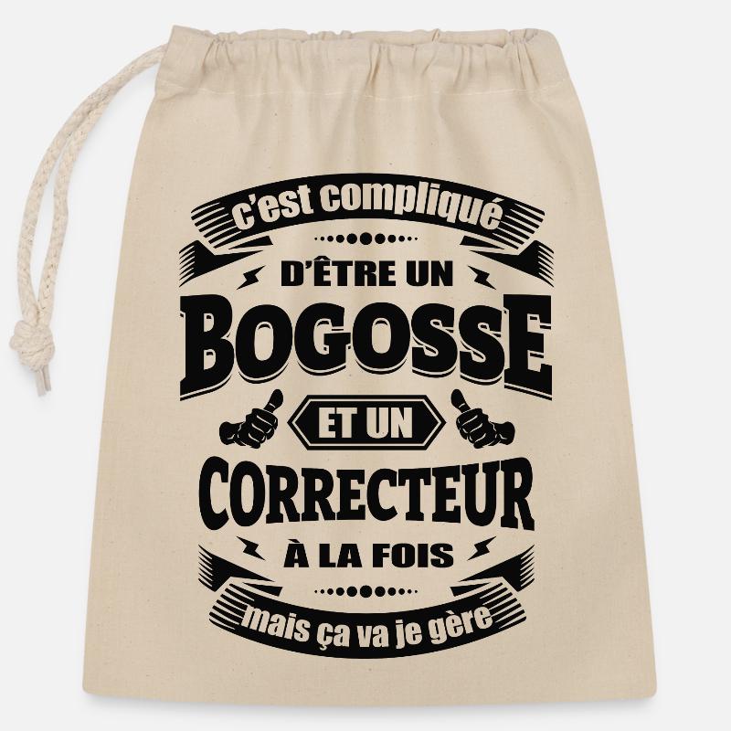 BOGOSSE ET CORRECTEUR - Sac cadeau en coton avec cordon (25 x 30 cm) - nature
