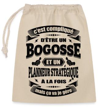 BOGOSSE ET PLANNEUR STRATÉGIQUE - Sac cadeau en coton avec cordon (25 x 30 cm) - nature - Devant