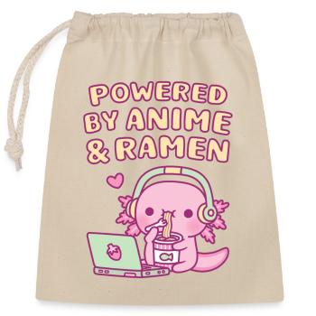 Cute Axolotl Powered By Anime And Ramen - Closable cotton gift bag (25x30cm) - nature - Front