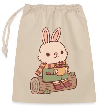 Cute Rabbit With Coffee Cottagecore - Closable cotton gift bag (25x30cm) - nature - Front