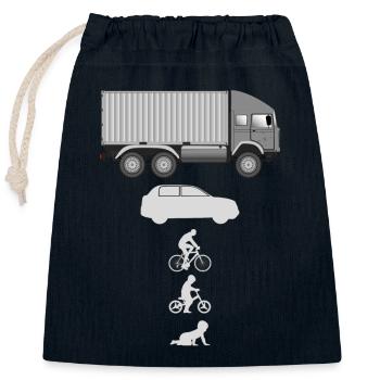 Camion porte-conteneurs Evolution - Sac cadeau en coton avec cordon (25 x 30 cm) - bleu marine - Devant
