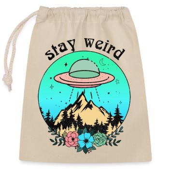 Restez bizarre OVNI - Sac cadeau en coton avec cordon (25 x 30 cm) - nature - Devant