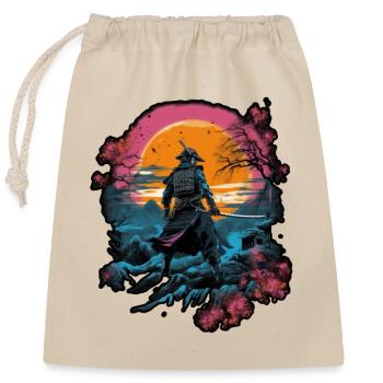 Chinese Warrior emerging from sunset, vector - Sac cadeau en coton avec cordon (25 x 30 cm) - nature - Devant