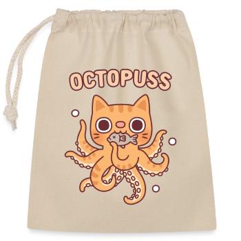 Cute Octopus Tabby Cat Octopuss Pun Funny - Closable cotton gift bag (25x30cm) - nature - Front