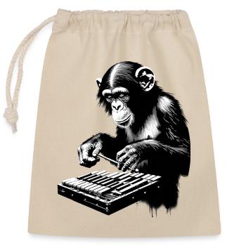 Monkey Orchestra Xylophone Street Art Banksy Style - Closable cotton gift bag (25x30cm) - nature - Front