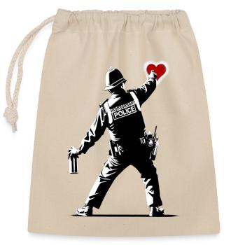 Police StreetArt - Verschließbarer Geschenkbeutel aus Baumwolle (25x30cm) - Natur - Vorne