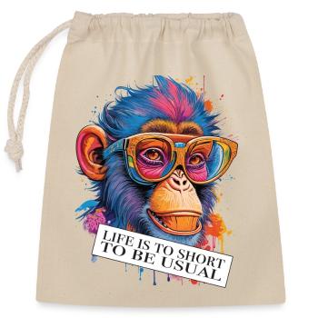 Monkey ambiguous saying and attitude - Closable cotton gift bag (25x30cm) - nature - Front