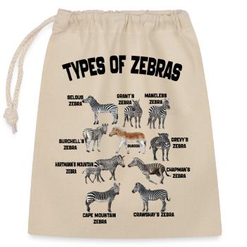 Arten von Zebras Liste Zebrarassen Tierliebhaber - Verschließbarer Geschenkbeutel aus Baumwolle (25x30cm) - Natur - Vorne