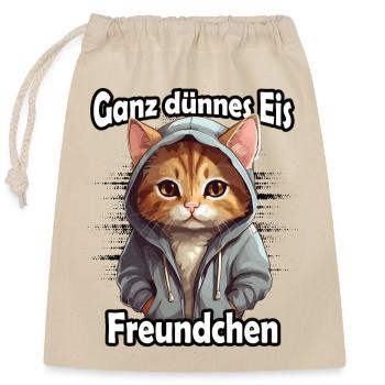 Ganz dünnes Eis Freundchen - Verschließbarer Geschenkbeutel aus Baumwolle (25x30cm) - Natur - Vorne