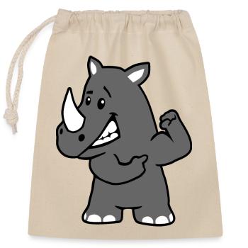 Beefy Rhinoceros - Closable cotton gift bag (25x30cm) - nature - Front
