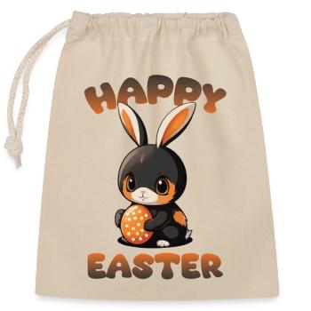 Happy Easter Osterhase - Verschließbarer Geschenkbeutel aus Baumwolle (25x30cm) - Natur - Vorne