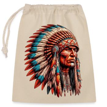 Amerikanisch Indianer Amerikanische Rote Haut - Verschließbarer Geschenkbeutel aus Baumwolle (25x30cm) - Natur - Vorne