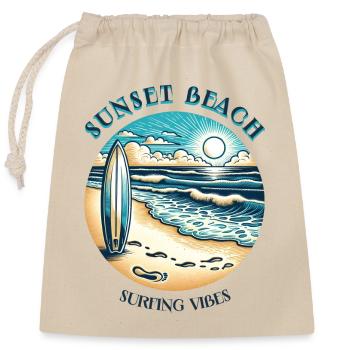 Ambiance de surf sur la plage au coucher du soleil - Sac cadeau en coton avec cordon (25 x 30 cm) - nature - Devant
