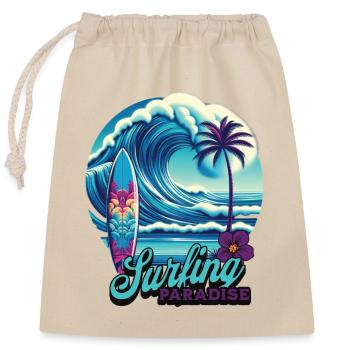 Surfing Paradise - Verschließbarer Geschenkbeutel aus Baumwolle (25x30cm) - Natur - Vorne