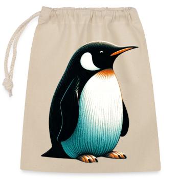 Pinguin - Verschließbarer Geschenkbeutel aus Baumwolle (25x30cm) - Natur - Vorne