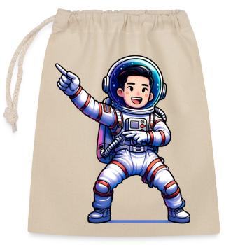 Glücklicher Astronaut - Verschließbarer Geschenkbeutel aus Baumwolle (25x30cm) - Natur - Vorne