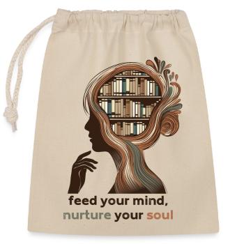 Feed Your Mind – Minimalist Spiritual Design - Closable cotton gift bag (25x30cm) - nature - Front