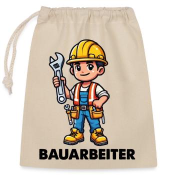 Ouvrier du bâtiment - Sac cadeau en coton avec cordon (25 x 30 cm) - nature - Devant