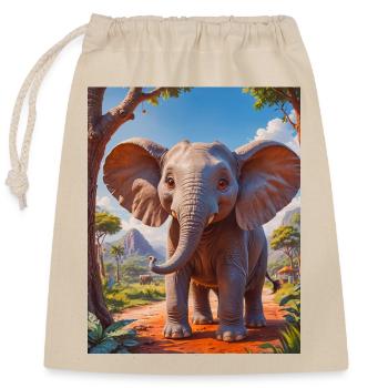 Super süße afrikanische Tiere – Elefant - Verschließbarer Geschenkbeutel aus Baumwolle (25x30cm) - Natur - Vorne