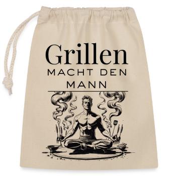 Meditatives grillen - Flame Grill Grillmeister  - Verschließbarer Geschenkbeutel aus Baumwolle (25x30cm) - Natur - Vorne