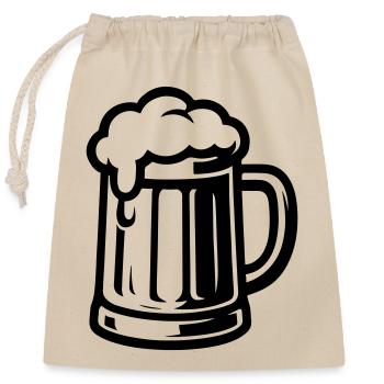 Chope à bière - Sac cadeau en coton avec cordon (25 x 30 cm) - nature - Devant
