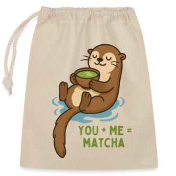 Otter mit Matcha Kuschelzeit - Verschließbarer Geschenkbeutel aus Baumwolle (25x30cm) - Natur - Vorne