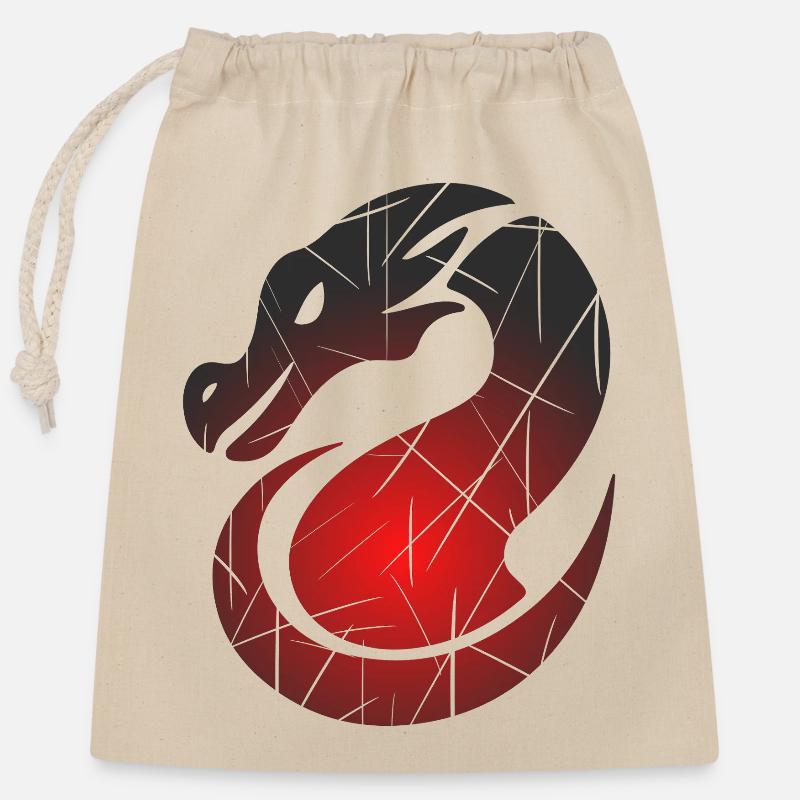 Dragon rouge avec texture fendue - Sac cadeau en coton avec cordon (25 x 30 cm) - nature