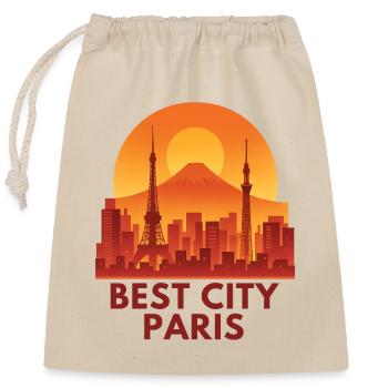 Beste Stadt Paris Silhouette - Verschließbarer Geschenkbeutel aus Baumwolle (25x30cm) - Natur - Vorne