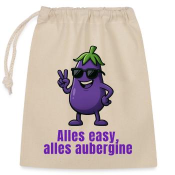 Aubergine - Alles easy - Verschließbarer Geschenkbeutel aus Baumwolle (25x30cm) - Natur - Vorne
