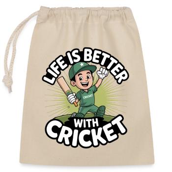 Drôle de cricket : Jeu de cricket vintage - Sac cadeau en coton avec cordon (25 x 30 cm) - nature - Devant
