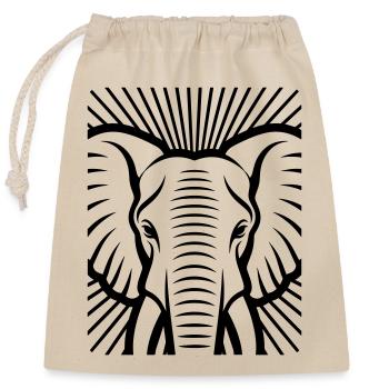 Elephant Head - Closable cotton gift bag (25x30cm) - nature - Front