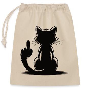 Recognize the Signs Cat Middle Finger - Closable cotton gift bag (25x30cm) - nature - Front