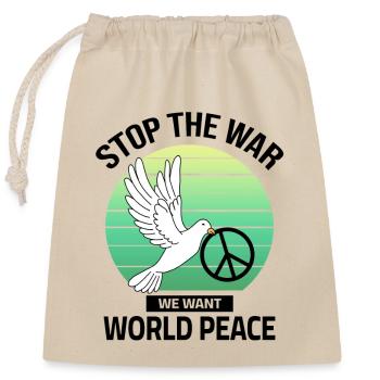 Paix dans le monde - Arrêtez la guerre - Sac cadeau en coton avec cordon (25 x 30 cm) - nature - Devant