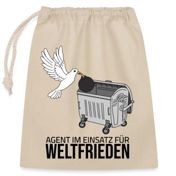 Agent im Einsatz für Weltfrieden - Verschließbarer Geschenkbeutel aus Baumwolle (25x30cm) - Natur - Vorne
