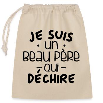 je suis un beau père qui déchire - Sac cadeau en coton avec cordon (25 x 30 cm) - nature - Devant
