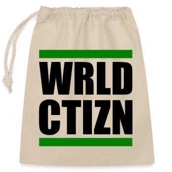 world citizen - Closable cotton gift bag (25x30cm) - nature - Front