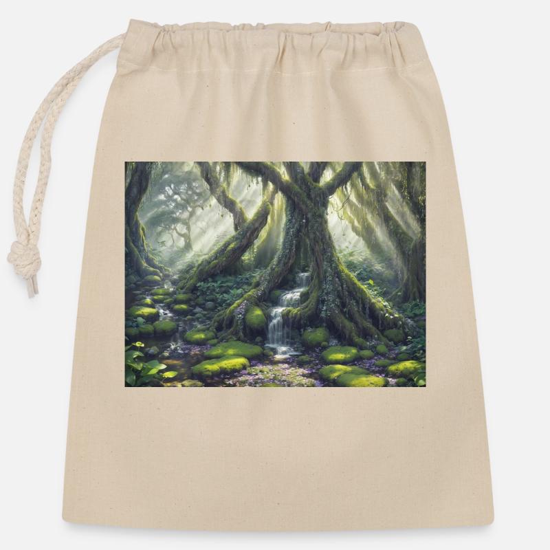 verwunschener Wald - Verschließbarer Geschenkbeutel aus Baumwolle (25x30cm) - Natur