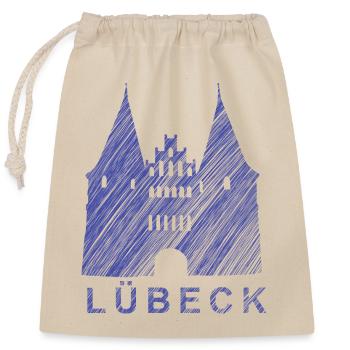 Lübeck Holsten Gate – Artistic Sketch Style - Closable cotton gift bag (25x30cm) - nature - Front