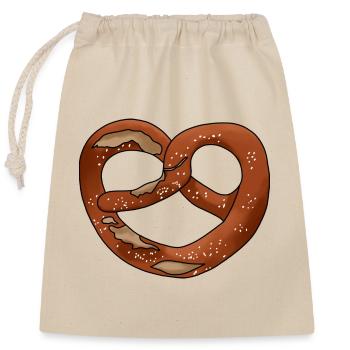 Brezel Bretzel Lauge Bayer Bretzl Pretzel Bretzeli - Verschließbarer Geschenkbeutel aus Baumwolle (25x30cm) - Natur - Vorne