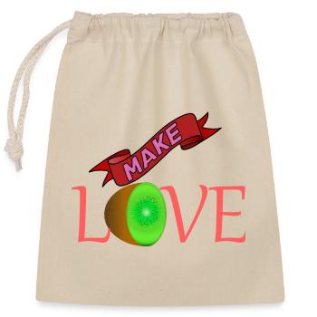 Amour, Amis, Famille, Partenaires, Bonheur, Vie amusante - Sac cadeau en coton avec cordon (25 x 30 cm) - nature - Devant