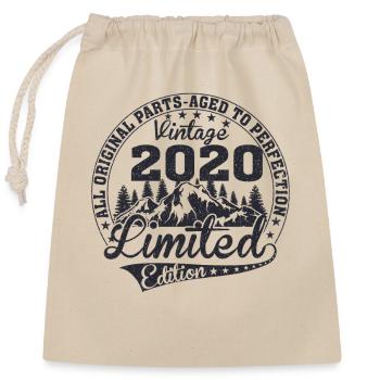 Born 2020 Vintage Retro Anniversary - Closable cotton gift bag (25x30cm) - nature - Front