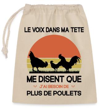 Papys Poules Humour Mamans Poules - Sac cadeau en coton avec cordon (25 x 30 cm) - nature - Devant