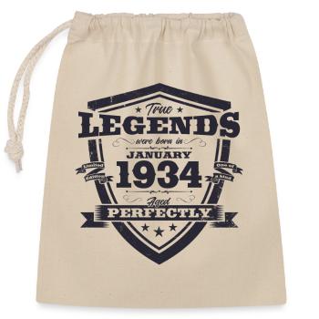 90th Birthday Legend January Vintage 1934 - Closable cotton gift bag (25x30cm) - nature - Front