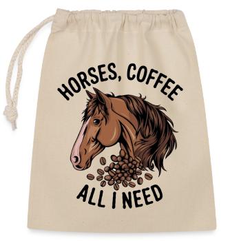 Lustiges Pferd Kunst Pferdebesitzer Pferde Kaffee - Verschließbarer Geschenkbeutel aus Baumwolle (25x30cm) - Natur - Vorne