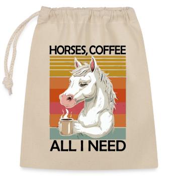 Lustiges Pferd Kunst Pferdebesitzer Pferde Kaffee - Verschließbarer Geschenkbeutel aus Baumwolle (25x30cm) - Natur - Vorne