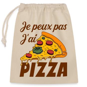 Je Peux Pas J'ai Pizza - Sac cadeau en coton avec cordon (25 x 30 cm) - nature - Devant