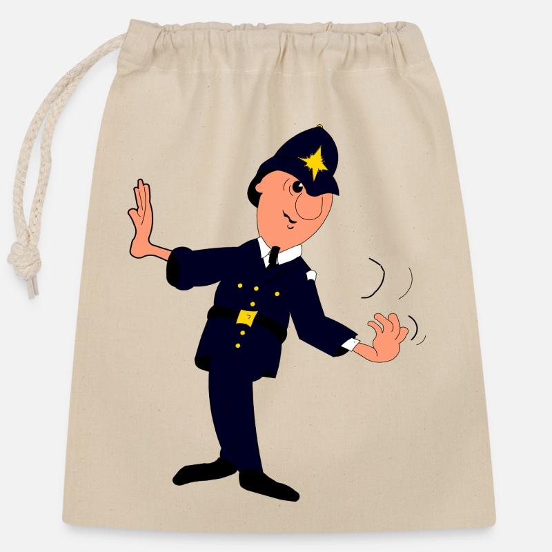 Dapper Police Parade Pose - Closable cotton gift bag (25x30cm) - nature
