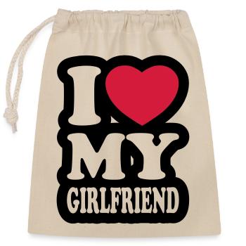 I love my girlfriend - Ich liebe meine Freundin - Verschließbarer Geschenkbeutel aus Baumwolle (25x30cm) - Natur - Vorne