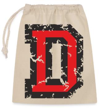 D (Vintage Rot) Buchstabe D - Verschließbarer Geschenkbeutel aus Baumwolle (25x30cm) - Natur - Vorne