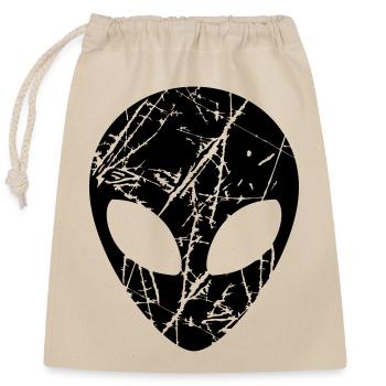 Cracked head alien - Closable cotton gift bag (25x30cm) - nature - Front